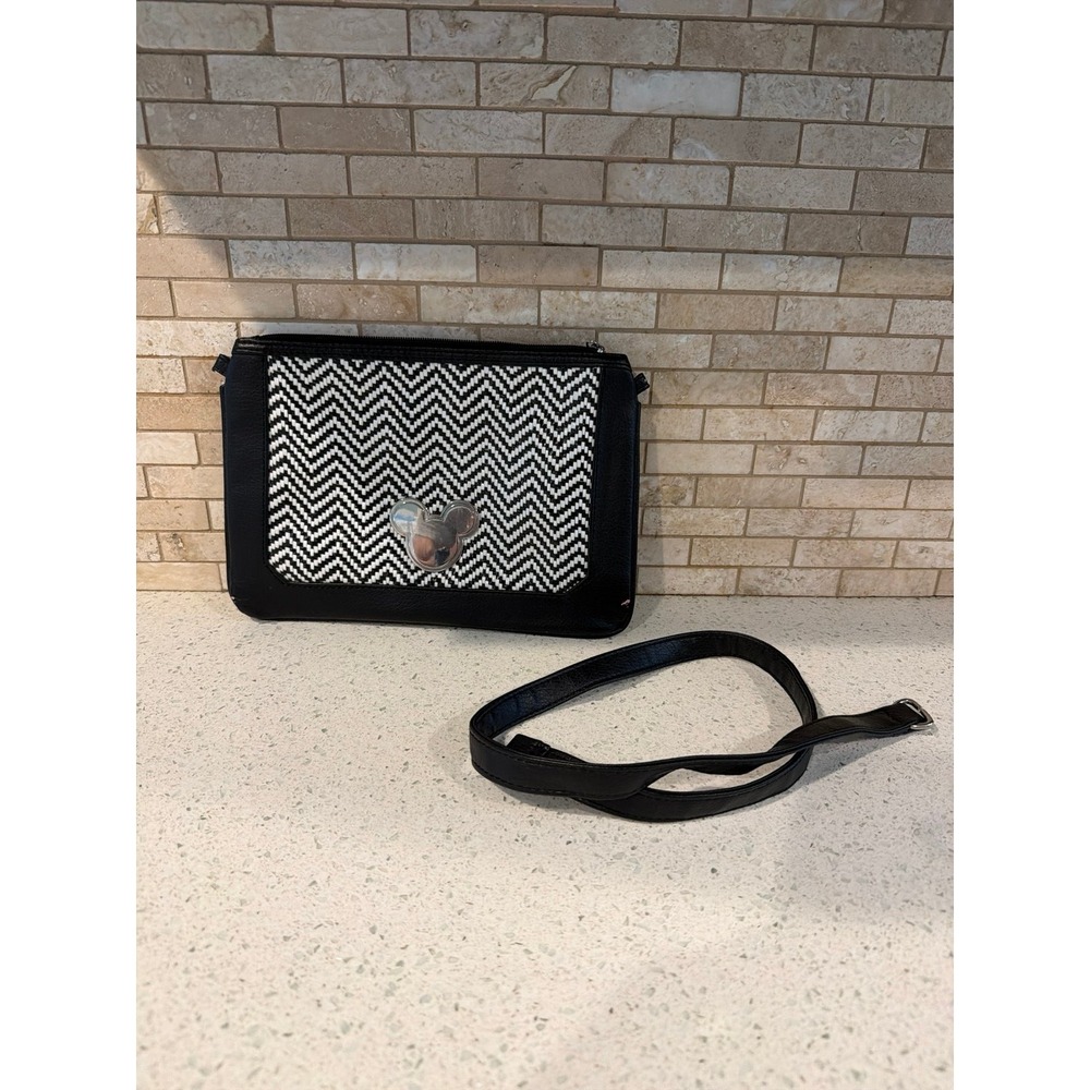 Disney Parks Shanghai Disney Resort Mickey Mouse Crossbody Purse black and whit